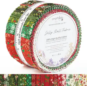Craftido 100% Cotton Jelly Roll Fabric 40 Strips 2.5" x 44" Precut for Quilting Sewing Crafting Home Decor Winter Christmas Mothers Day Gift summervibes