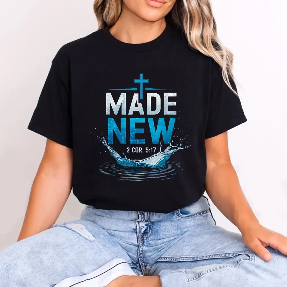 Made Water Baptism Christian Graphic Tee, Baptized Bible Verse Faith Shirt, Religious Jesus Lover Gift, Church Worship Aesthetic, Trendy Faith Based Streetwear for Men Women, Unisex Gildan Cotton Shirt