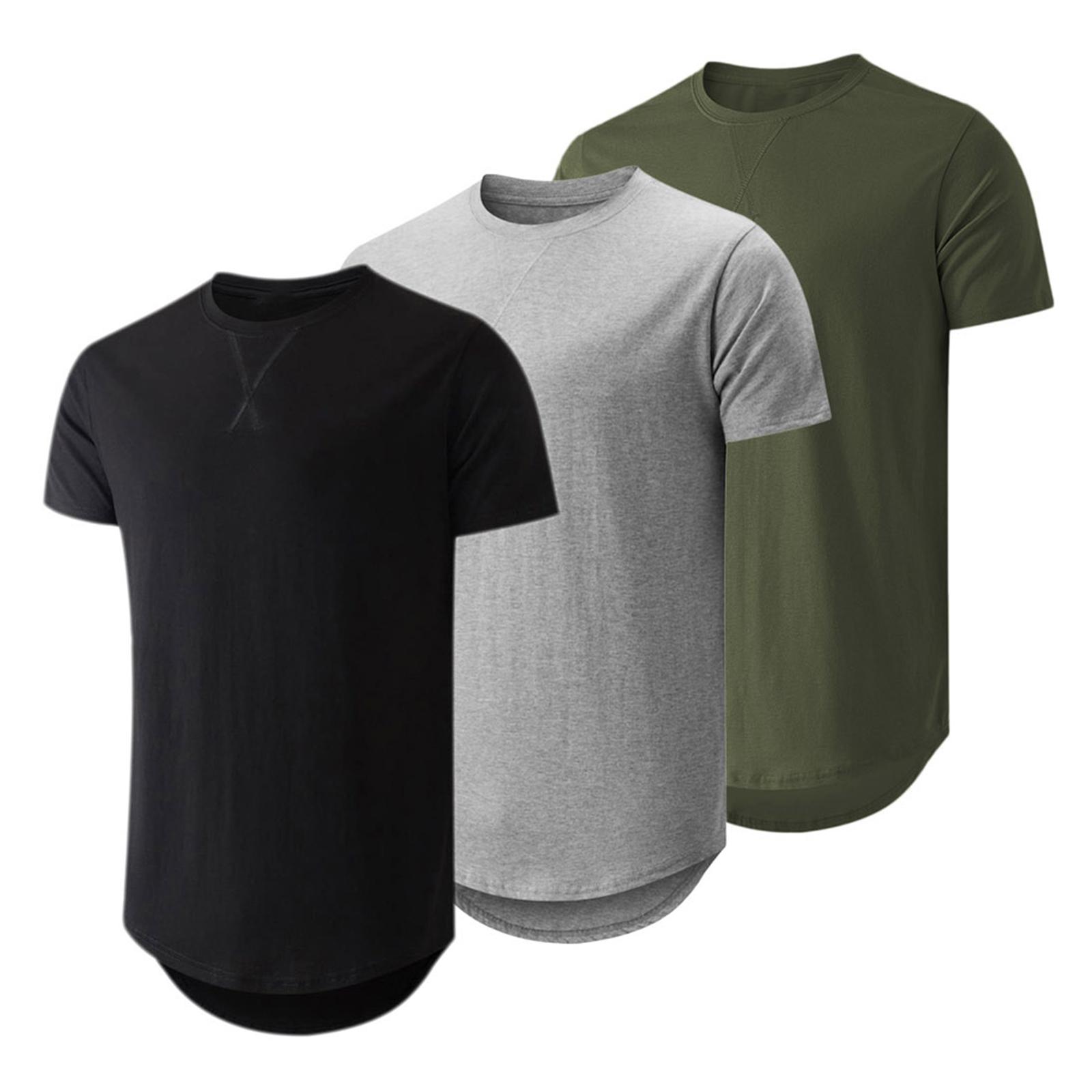 JMIERR Mens 3 Pack Cotton Hipster Hip Hop Longline Crewneck T-Shirt,Menswear Casual Tshirt Tops,TikTokShopfalldealsforyo