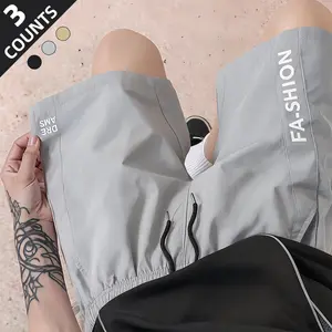 3-Pack Men's Quick Dry Essential Athletic Shorts, Loose Straight Leg, Drawstring Elastic Waist, Breathable Letter Print Casual Shorts, Suitable for Daily and Sports Dual Wear, Men's Fashion Apparel, Men's Wear, Summer Outfits outdoorfun