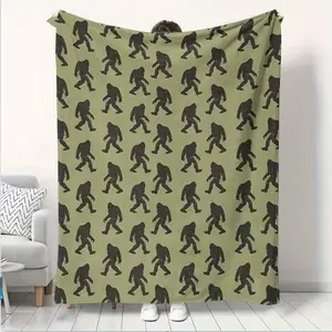Big Foot Sasquatch Gifts Bigfoot Blanket for Men Women Funny Birthday Unique Sasquatch Gifts Vintage Flannel Throws Blanket for Bed Sofa,  Printed on One Side with a Plain White Back, Halloween Thanksgiving Christmas