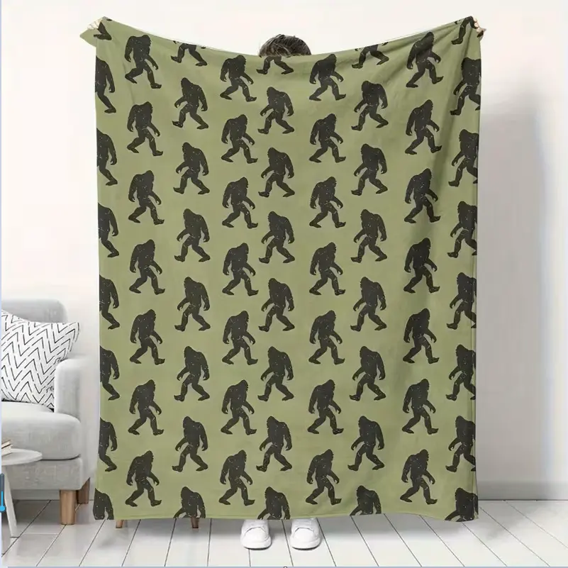 Big Foot Sasquatch Gifts Bigfoot Blanket for Men Women Funny Birthday Unique Sasquatch Gifts Vintage Flannel Throws Blanket for Bed Sofa,  Printed on One Side with a Plain White Back, Halloween Thanksgiving Christmas