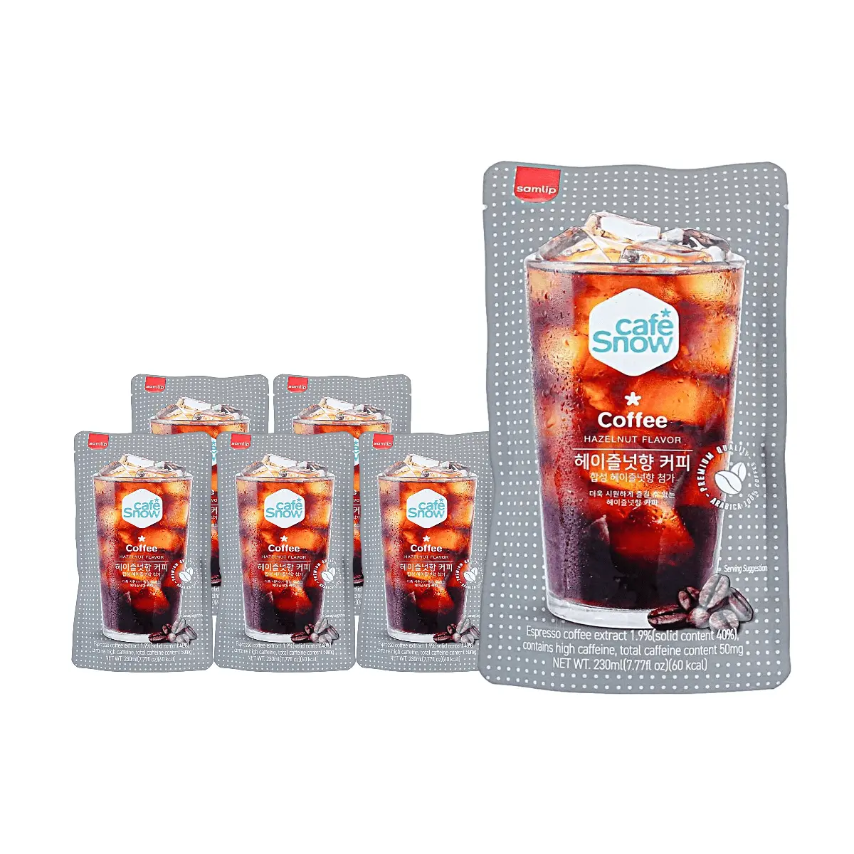 SAMLIP Hazelnut Coffee Drink 230ml x 6 Pack - Korean Convenience Store Popular Drink, Ready-to-Drink Iced Coffee