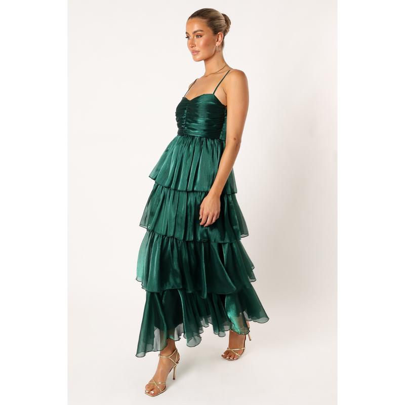 Jace Tiered Maxi Dress - Shimmer Emerald