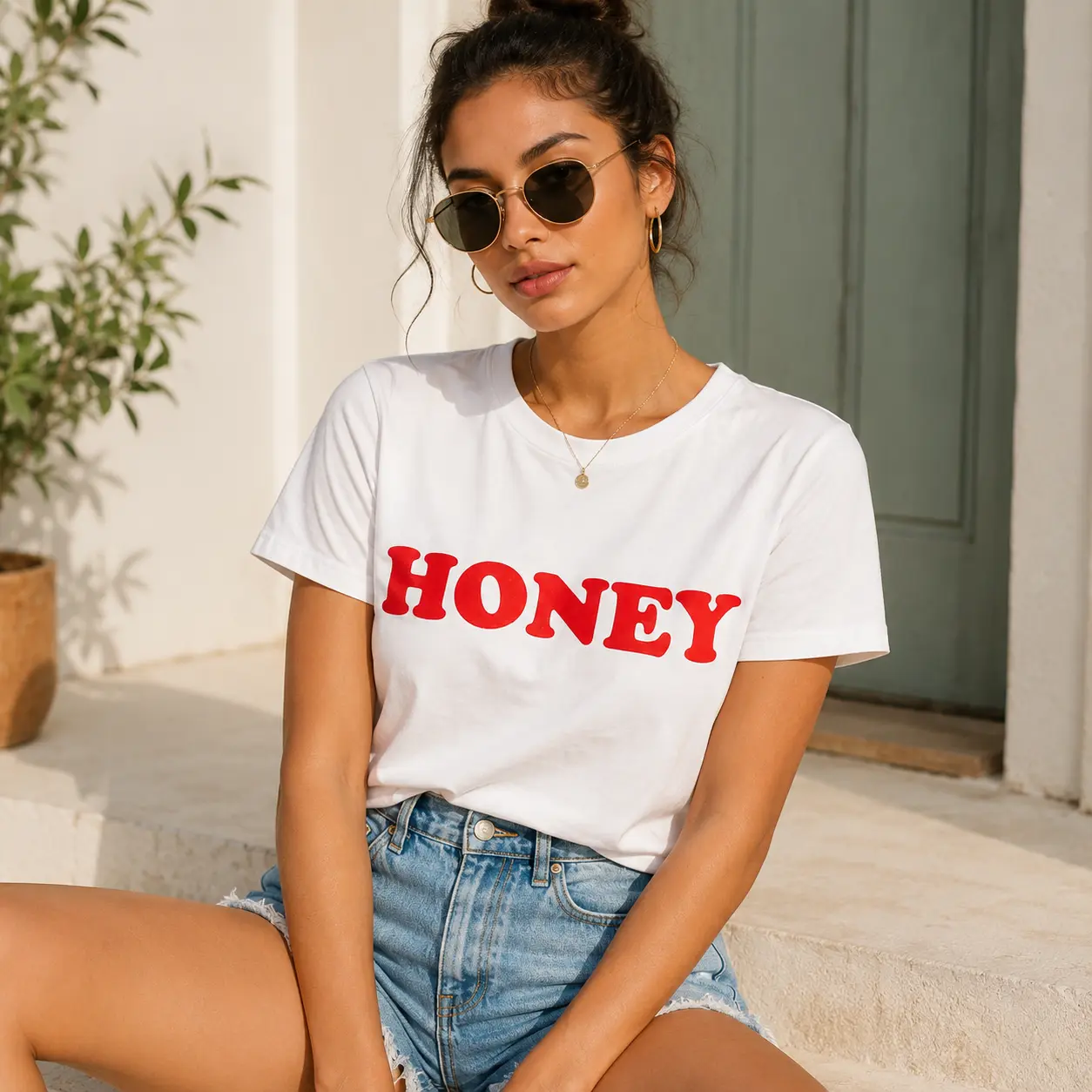 Women's Printed T-Shirt, Oversize Cut Trailblazer Graphic Cotton Top with Short Sleeves, Standard US Fit, Shortsleeve, Women's Clothes, Everyday Wear, Round Neck, No, Apparel, Oversized, Tshirt, Fabric, Digital Print, Casual, Streetwear, Classic, Ootd Ide