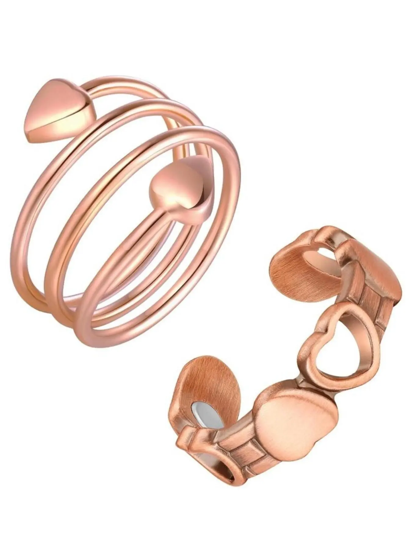 2pcs Copper Heart Design Ring for Women, Beautiful Rings, 99.99% Pure Copper Magnetic Rings, Fashion Heart Rings, Heart Shaped Ring, Gifts for Women