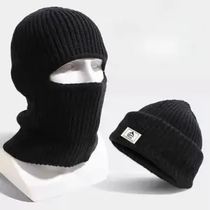 1pc Windproof Thick Knitted Hat Balaclava Head Cover, Fall & Winter Fashion Warm Cap, Ideal for Running, Hiking, Cycling, Outdoor Sports