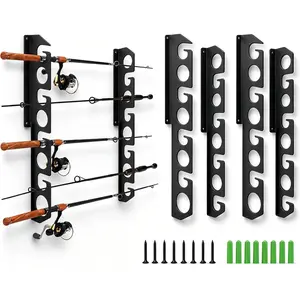 Wall or Ceiling Fishing Rod Pole Rack Holder Storage Hook Wall Mounted Holds Fishing Rods for Garage Cabin and Basement