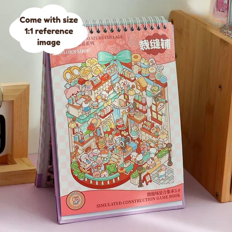 3.0 version Miniature Scene Collection Book - 3D Stacking Stickers, Cartoon House & Garden Decor, Self-Adhesive Mixed Colors for DIY Crafts, Scrapbooking, and Playful Home Decor, Playful Design, Durable Stickers with Free Customized Tweezer