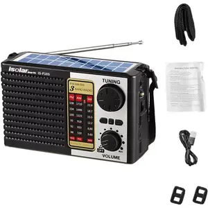 Solar Portable FM/AM SW Radio Digital Bluetooth Speaker MP3 Player Rechargeable Comes with a Flashlight and Wrist Strap