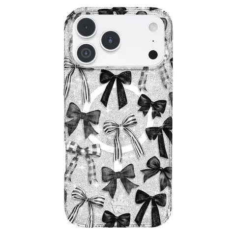 Velvet Caviar Wireless Magnetic Phone Case for iPhone 15 Pro & Other iPhone Devices - Gothic Bow Halloween Stripe Pattern, Aesthetic, Rugged Protection, Stylish Shockproof Casing, Phone Accessories