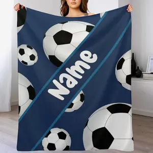Customizable Soccer Blanket with Name ,Personalized Name Gift ,Suit for The Sofa, Bed, Travel, Camping, Living Room, Office, Chair，Gifts for Sports Fans , Child  ,Friend , Send your custom text via shop chat to personalize