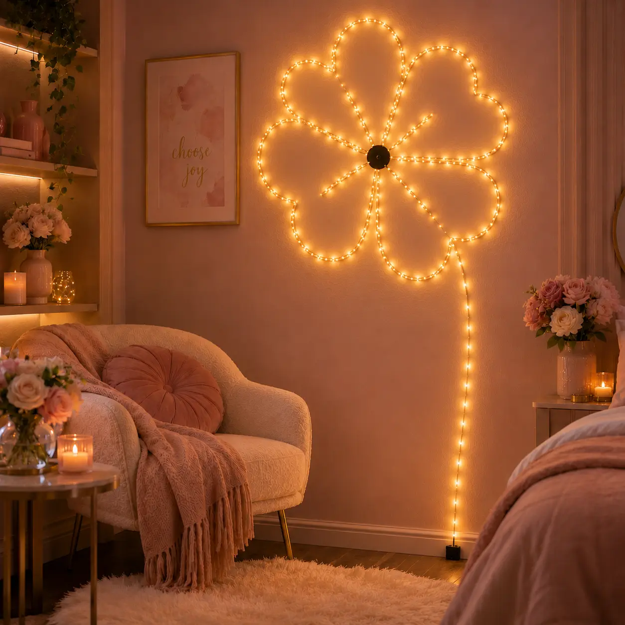 1-Piece Smart RGB 4-Leaf Clover LED Wall Light, DIY Firework Design with 16M Colors, Music Sync, App Control, Dynamic Flowing Modes, Timer for Bedroom, Party Decor