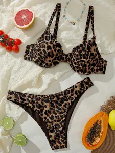 LUSHLACE Bikini Set Leopard Print Quick-Dry for Summer Beach Vacation