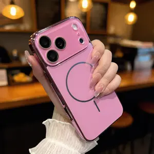 Ice Glossy Glass Magnetic Smartphone Casing with TPU Flexible Soft Edges, Shockproof Plastic Cover, Camera Lens Film & Screen Protector - Customized Tech Accessories for iPhone 17 Pro Max/17 Pro/17/16 Pro/15/14/13 Devices for Girls, Outdoor Use