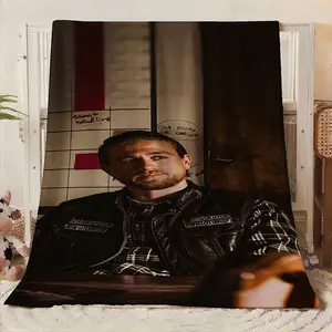 Jax Teller Character Printed Flannel Blanket - Soft, Cozy Throw with Vibrant Colors & Detailed Design, Perfect for Home Decor, Gifts for Christmas, Valentine'S Day, Weddings, Birthdays, and More, Cozy Home Accessory | Vibrant Character Design