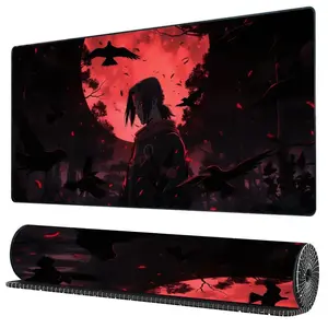Oversized Gaming Mouse Pad, Anime Mousepad Naruto - Uchiha Itachi Character Theme Mouse Pad v2 Rubber Anti-Slip Thickened 3mm Washable Mouse Pad Computer Office Decor Accessory Gamer Gift Suitable for Laptops, Desks