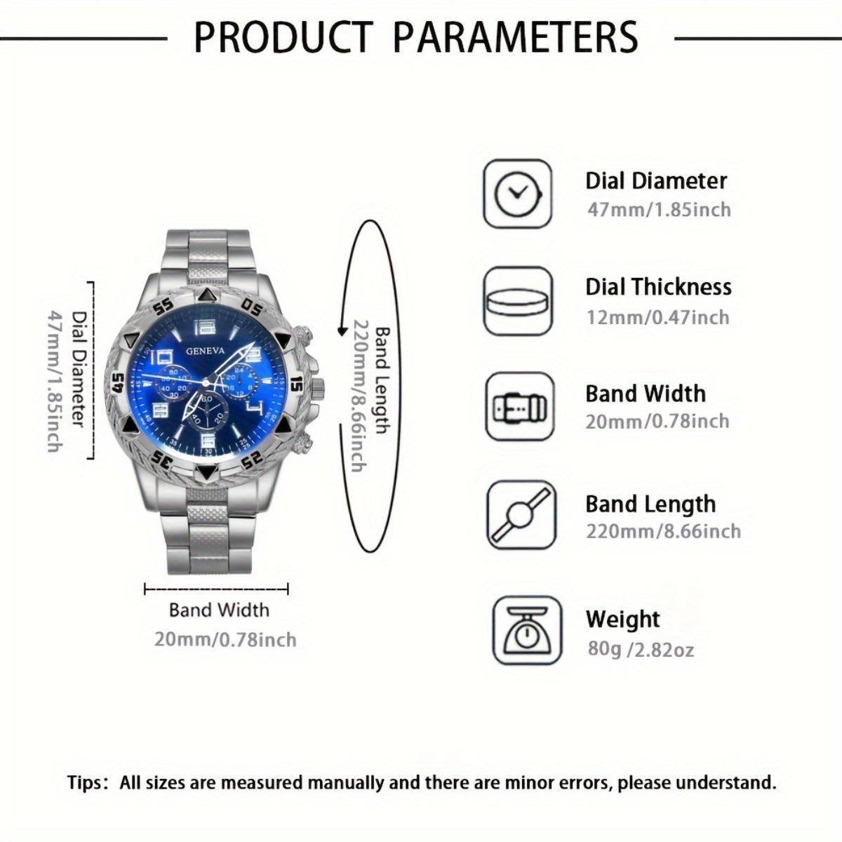 Men’s Round Quartz Watch Set Perfect Gift for Him Friends Family Ideal for Halloween Christmas & Other Holidays