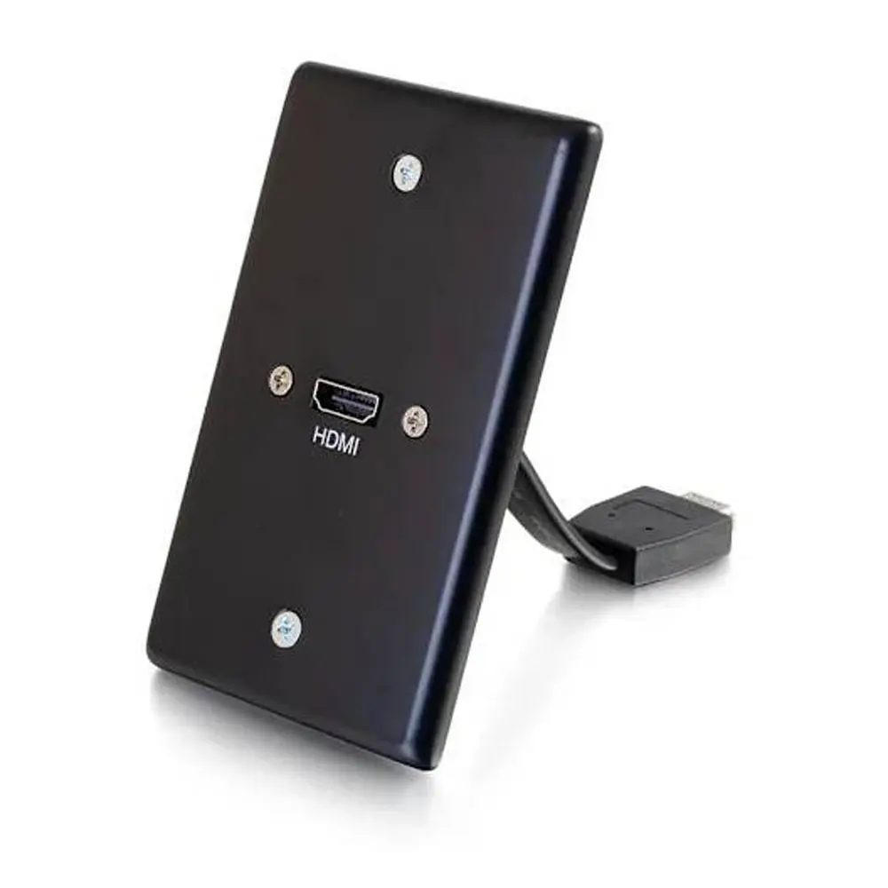 C2G HDMI Pass Through Single Gang Wall Plate - Black, Ideal for Classrooms, Conference Rooms, Houses of Worship, In-Wall Cabling Applications, Hdmi Devices