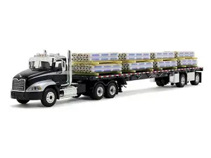 Mack Pinnacle Day Cab w/ Minimizer Parts and 53' Wilson Roadbrute Flatbed Trailer w/ Shrink Wrapped Paper Tubes on Pallet Diecast 1:64 Scale Model - DCP 60-1954
