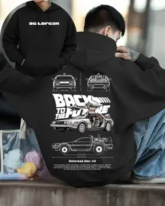 DMC-12 T-Shirt – Back to the Future Vintage Car Double Sided Graphic Hoodie, Retro Movie Car Streetwear Top, Classic Automotive Enthusiast Gift for Men, American muscle car shirt