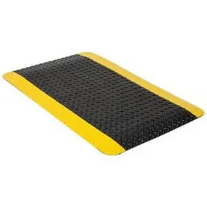 PRO-SAFE 6 ft. Long x 3 ft. Wide x 9/16" Thick Dry Environment Heavy Duty Anti-Fatigue Matting Diamond-Plate Pattern, Black/Yellow, Vinyl Surface with Vinyl Sponge Base, Beveled on 4 Sides 3906509033X6
