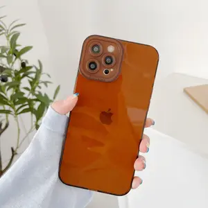 Brown Transparent Soft TPU Clear iPhone Case for iPhone 14 13 12 11 Pro Max Case shock-absorbent Lightweight Bumper Protection Retro Color Shockproof Phone case