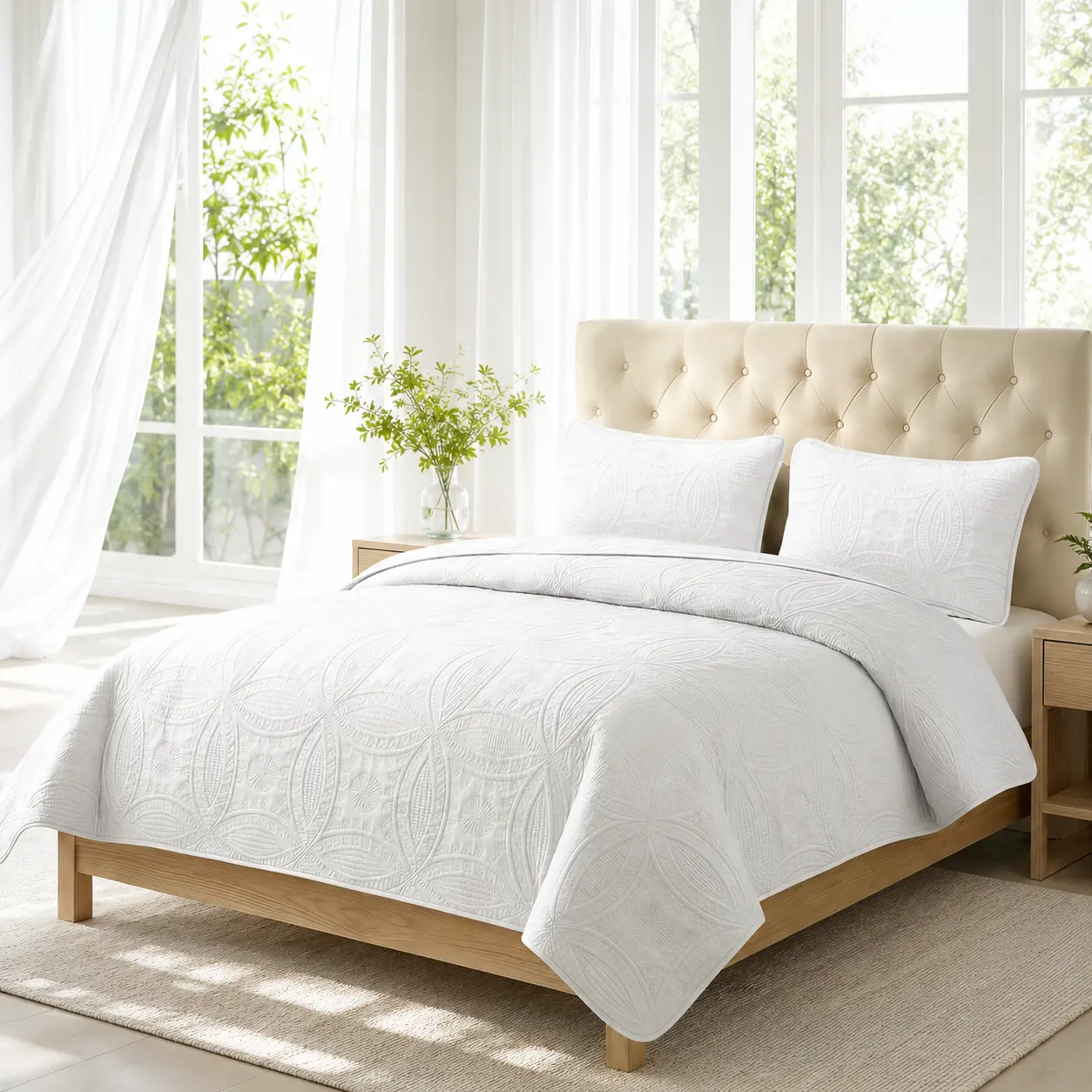 Ultrasonic 2/3-Piece Embossed Bedspread Coverlet Set – Lightweight All-Season Bedding, Soft Microfiber with Pillowcases, Machine Washable, Sizes Twin/Queen/King, bed accessories, All-Season suitable Gift aesthetic decor tiktokshopspringglowup