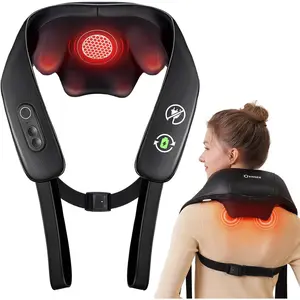 KNQZE 4D Shiatsu Neck & Back Massager with Heat, Electric Deep Tissue Massage Pillow, 15-Min Auto-Shutoff, Adjustable Intensity, Ergonomic for Neck/Shoulder/Leg, Home/Car/Travel Use, FSA/HSA Eligible