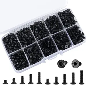 720 count M3 Hex Socket Cap  Screws Assortment Kit, Pan & Flat  Hex Button  Screws Assorted, Black Alloy Steel, M3x(4mm/6mm/8mm/10mm/12mm) (Black)