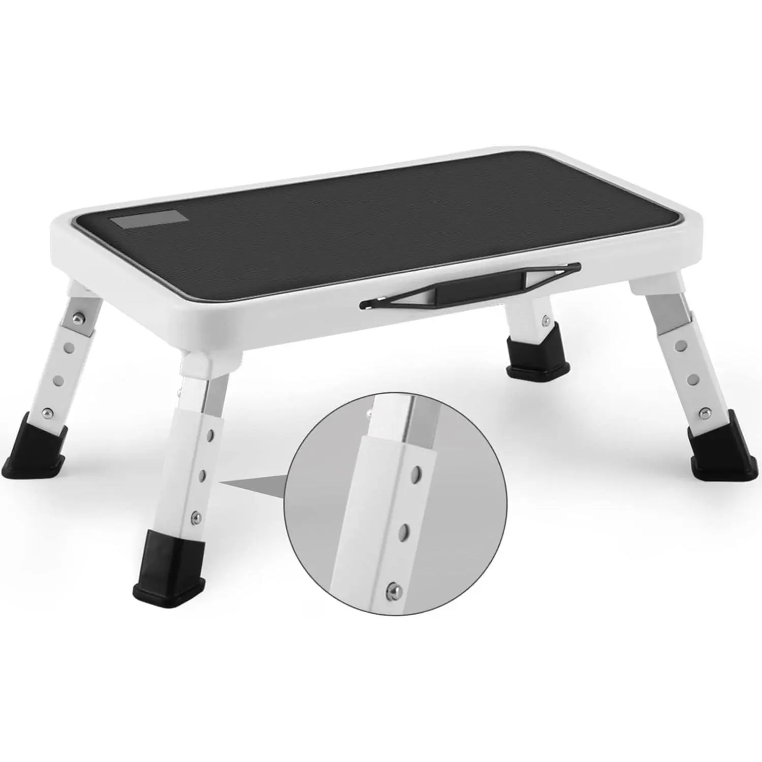 Folding footstool, height-adjustable footstool, with anti-slip platform, suitable for use in the kitchen, for adults or children at home, with a weight capacity of 330 pounds