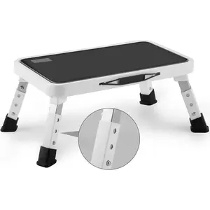 Folding footstool, height-adjustable footstool, with anti-slip platform, suitable for use in the kitchen, for adults or children at home, with a weight capacity of 330 pounds