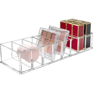 Detachable Makeup Organizer, 8 Compartments   Storage  Display Boxes, Clear Drawer Organizers Case for Dresser Vanity Bathroom Kitchen