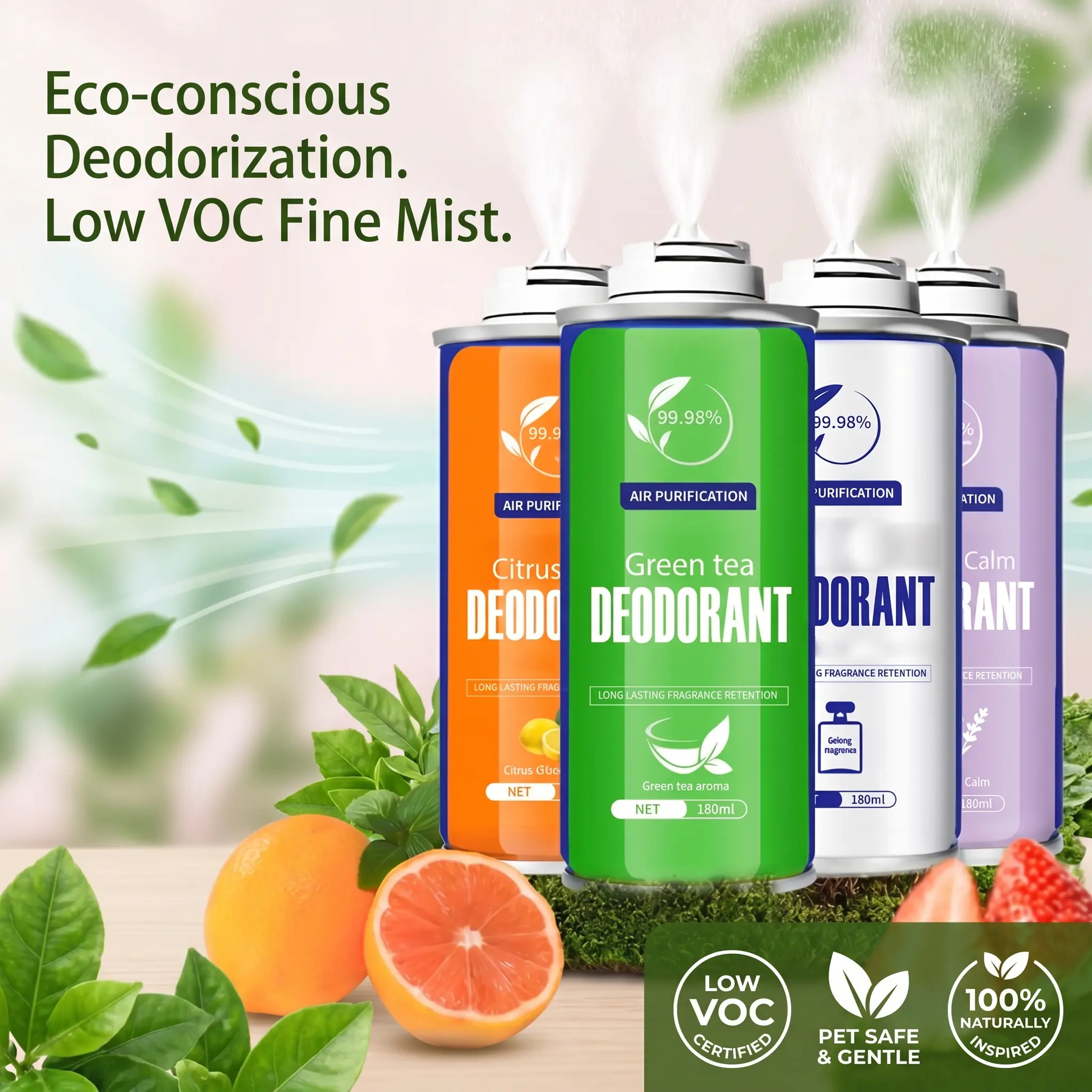 4 Scent Air Freshener Spray, Fine Mist Low VOC Odor Eliminator, Long Lasting Pet Safe Deodorant, Perfect Home Essentials & Household Hacks for Home and Car Use,Improves the body odor of the elderly, without harming children or pregnant women.