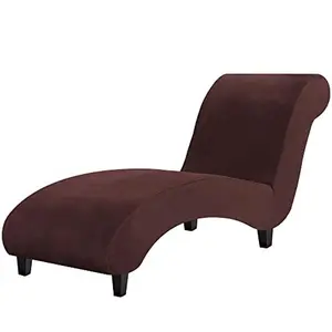 Chaise Lounge Cover Velvet Chaise Lounge Couch Cover High Stretch Chaise Lounge Slipcover Luxury Lounge Chair Cover for Living Room Soft Furniture Protector for Dog, Machine Washable, Chocolate