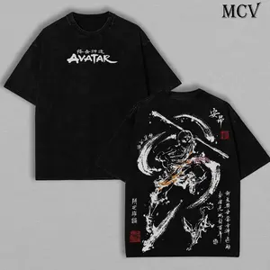 Aang Shirt, Avatar the Last Airbender Shirt, Animated Shirt, Vintage T-Shirt Menswear Top Underwear Tshirt The Last Air Nomad - The Avatar Anime Double Printed Washed Tee Unisex Oversize Anime Manga