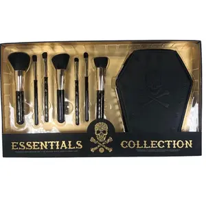 New- Never Opened Essentials Collection Black & Gold Skull Make-up Brushes w/ Coffin Case Set All-in-one, Face Makeup Set, Eye Makeup Set