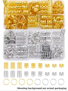 160pcs Mixed Hair Ring Dirty Braid Set, Personalized Geometric Patterns Street Party Braided Hair Clips, Hair Accessories for Girls and Women, Boho Style, Creative