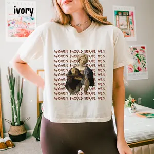 Angry Feminist Crop Top Feminism Boxy Tee Unhinged Feminist Top Girl Power Women Should Serve Men Crop Tee Burn The Patriarchy
