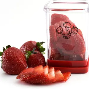 Cup Slilcer, Fruit&Vegetable Fst Cutting Slicer, Kitchen Accessories Stainless Steel Blade Fruit Slicer Cup, Vegetable Chopper, Strawberry Cutter