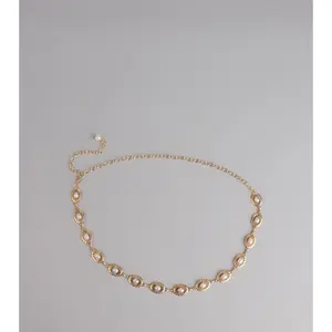 Vintage Charm Pearl Chain Belt
