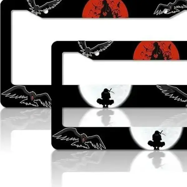 Anime Aluminum License Plate Frames (1pcs Black), Fits Standard US 12.2x6 Inch Vehicles, for Men Women