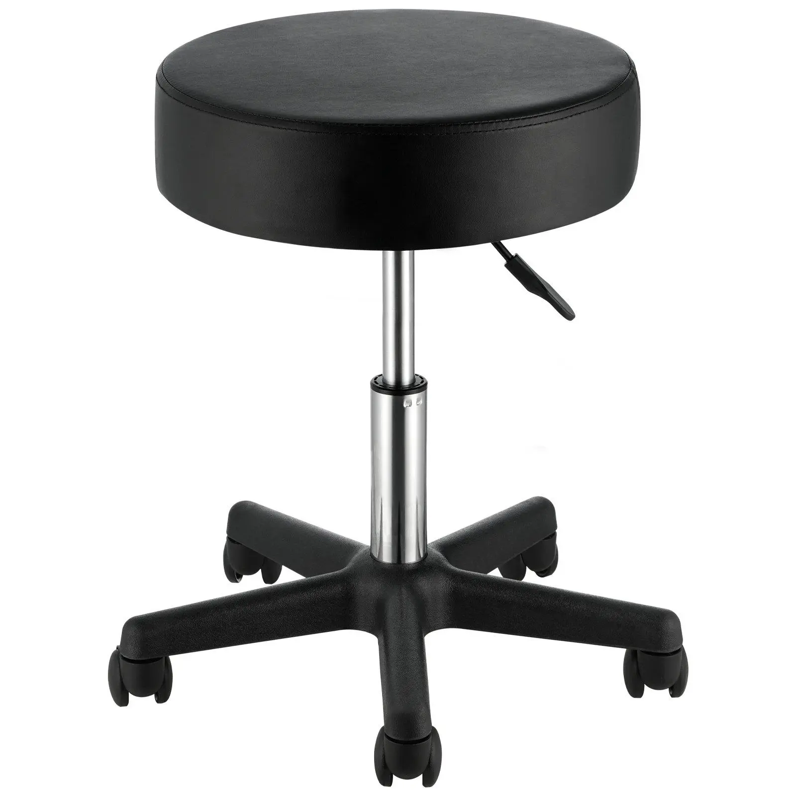 Commercial Adjustable Height Rolling Swivel Stool with Wheels, 400 LBS Weight Capacity, Ultra-Thick Seat Cushion for Salon, Office Use, Black