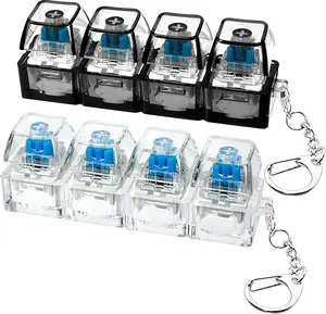 1 PCS Keyboard Fidget Toy, keyboard fidget Keychain 4-in-1 Keyboard Decompression Button Finger clicker Toys, Button Stress Relief Fidget Gifts to Relief Stress (Clear White)