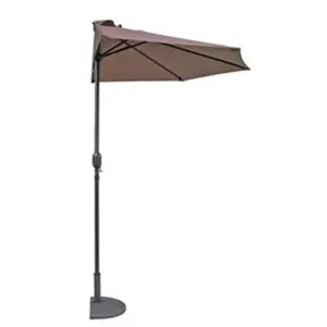 Blue Wave  9 ft. Lanai Half Umbrella in Coffee Polyester - Brown