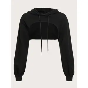 Ultra-short hoodie with drawstring details, sexy crop top