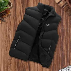 Men's Lightweight Warm Stand-Up Collar Zippered Vest with Pockets - Casual Loose Fit Sleeveless Jacket for Autumn Winter, Polyester Thermal Layering Piece