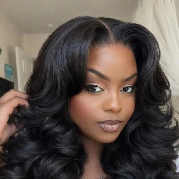 Flash Sale 13x4 Pre-Everything Glueless Lace Frontal Wig, 180% Density Loose Wave Synthetic Hair Extension - Feathered Style, Elastic Drawstring, Secure Seamless Fit for Natural Look & Feel