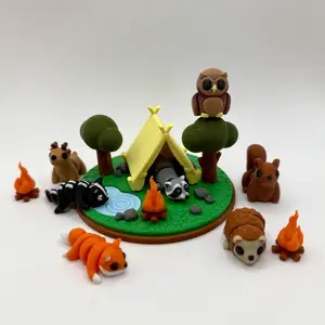 Campground Play Set with Woodland Creature Figurines