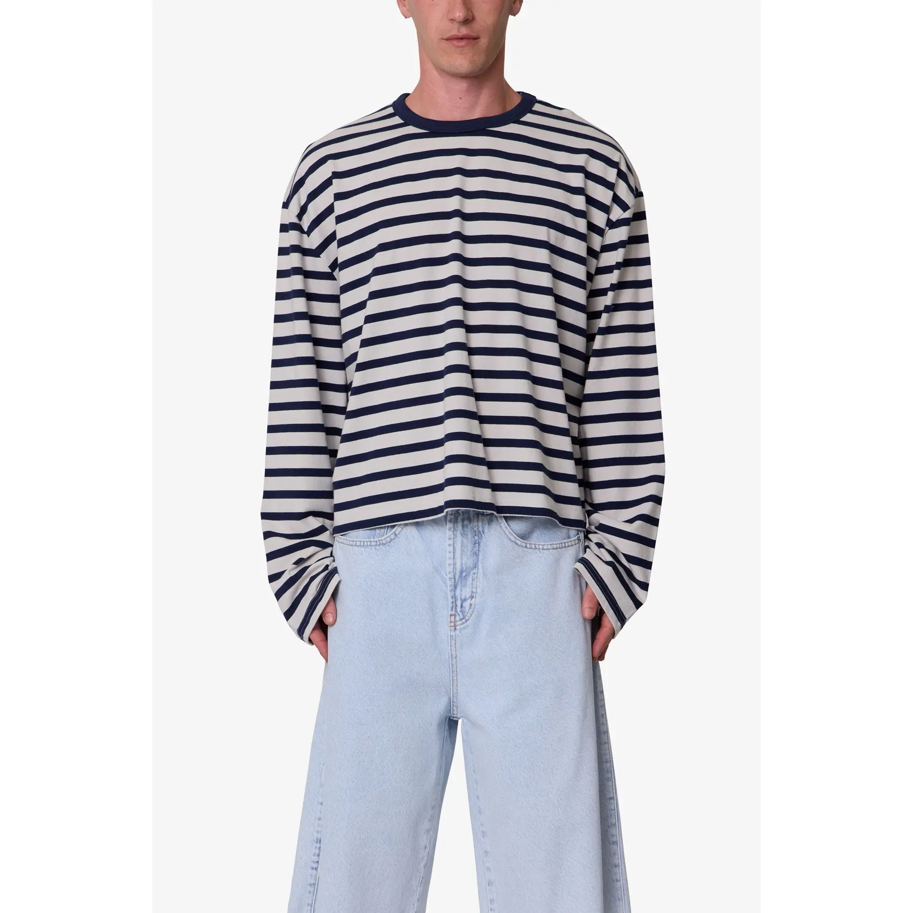 mnml Multi Striped L/S Tee - White/Navy